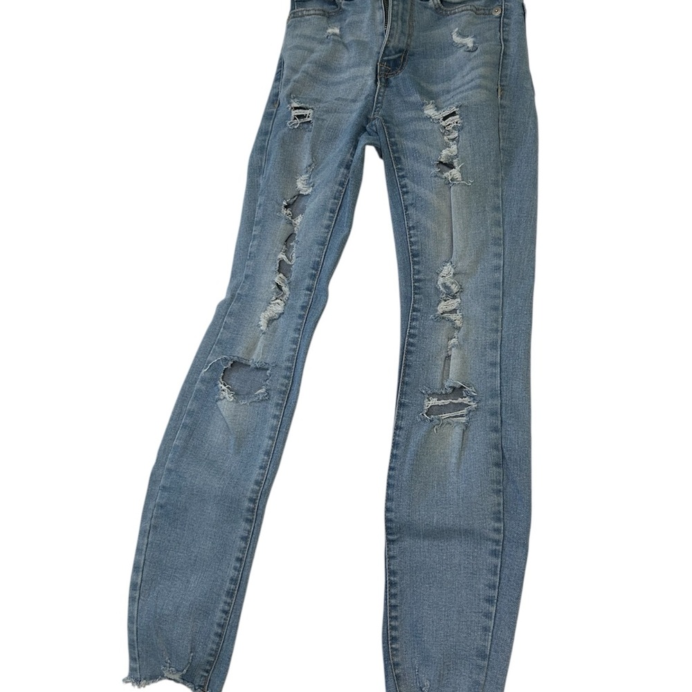 Aeropostale Women's Ripped Skinny Jeans - Blue